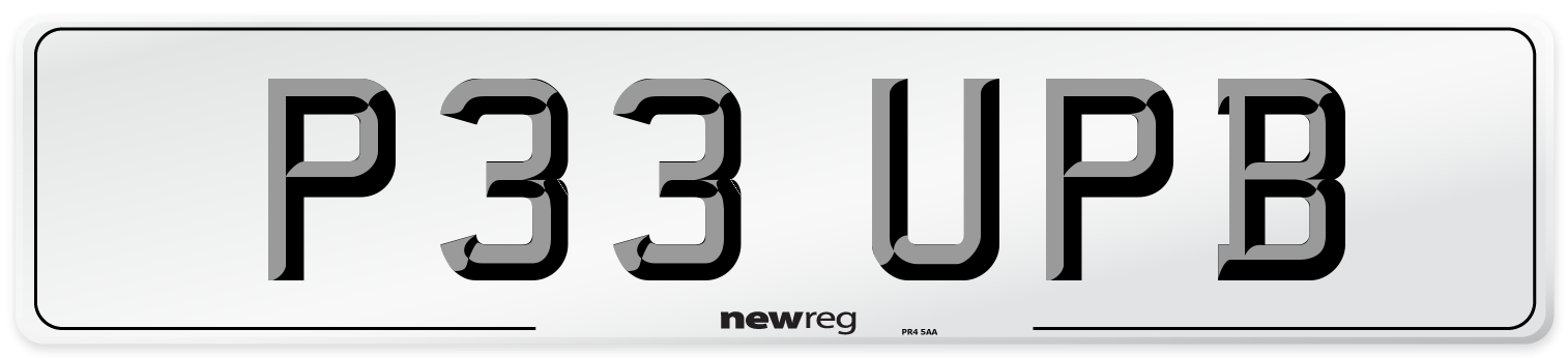 P33 UPB Number Plate from New Reg
